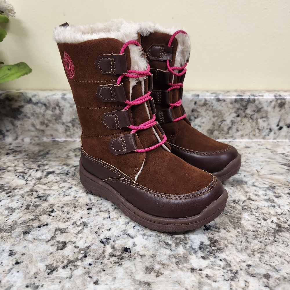 NWT OshKosh B'gosh Toddler Girls' Winter Faux Fur Brown Boots Size7